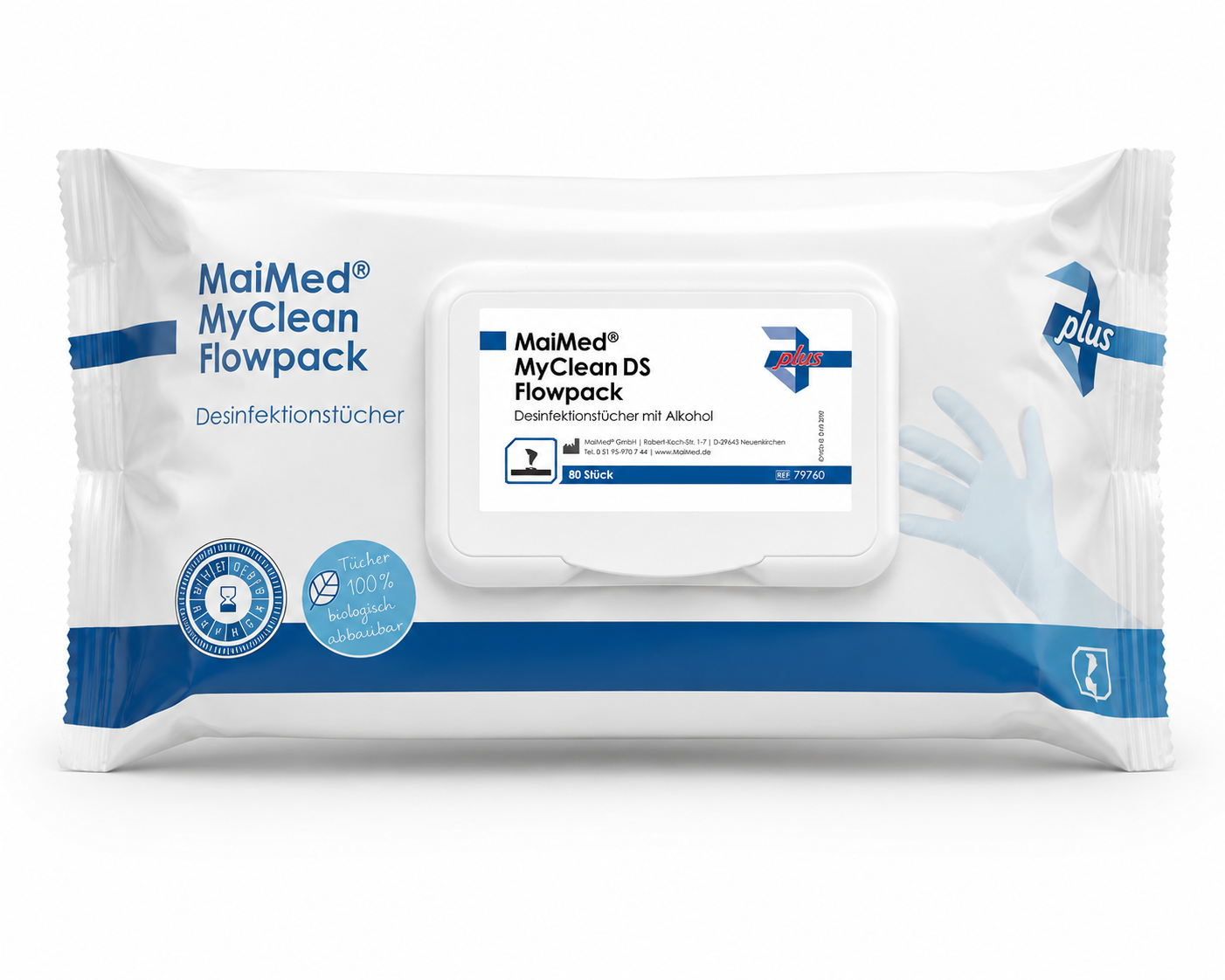 <strong>MaiMed® MyClean DS Flowpack</strong><br> Wet Wipes mit Alkohol<br>20x20cm