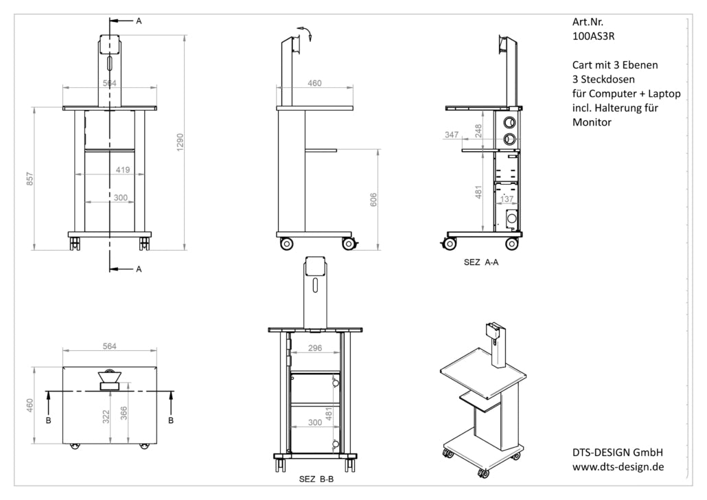 <strong>DTS- Design Cart CLM</strong><br>PC / Laptop inkl. Monitorhalterung