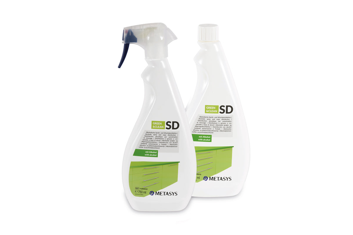 <strong>Metasys GREEN&CLEAN SD</strong><br> Alkoholische Sprühdesinfektion<br>Große Flächen