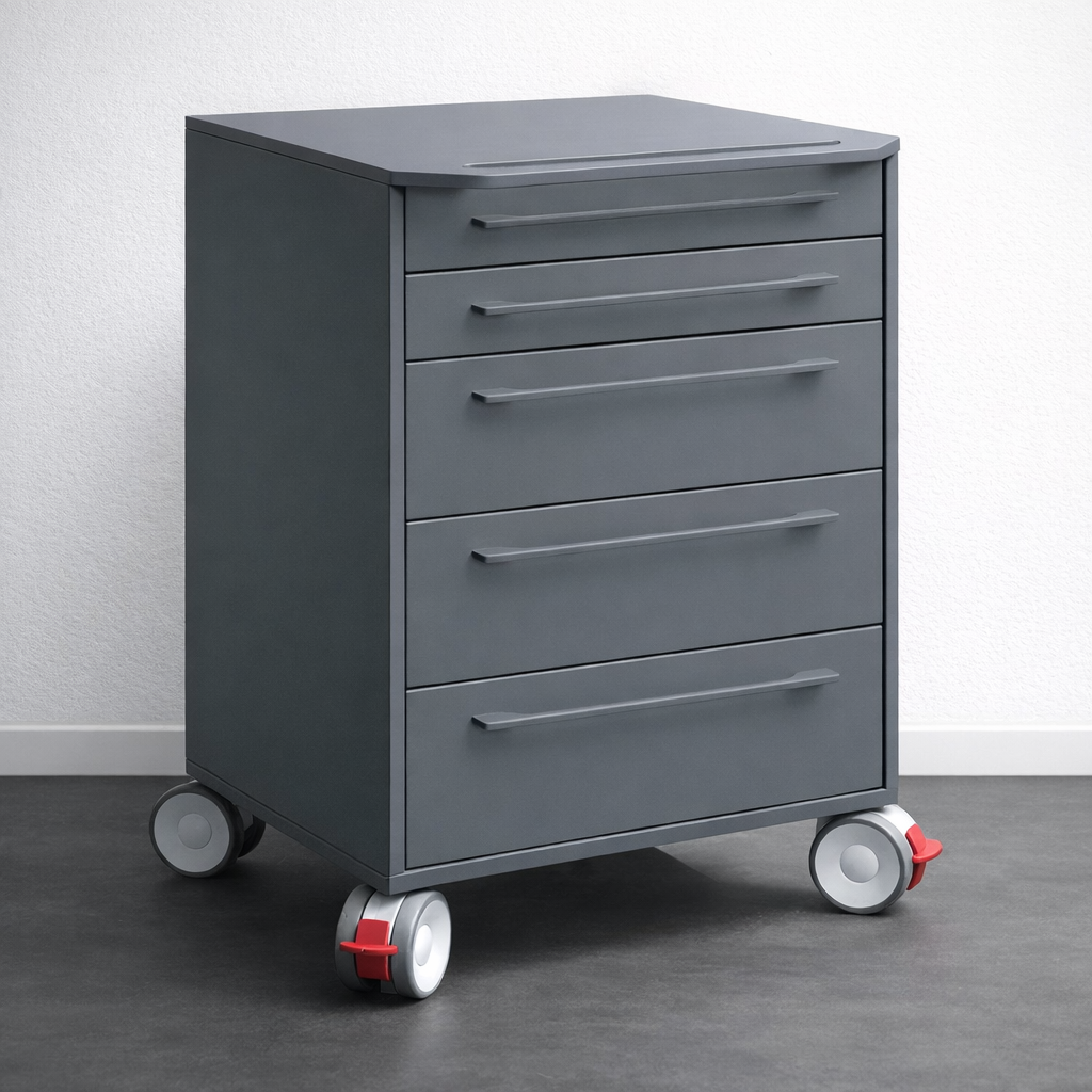 Edarredo Servomobile Schubladenschrank aus hochwertigem Stahl der Kollektion E.03
