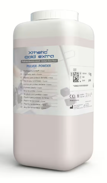 AcrylX Xthetic cold extra PMMA Prothesenkunststoff Pulver für Gießtechnik im Dentallabor