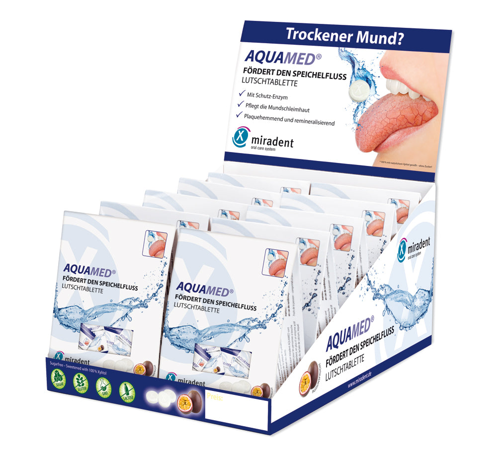<strong>Miradent Aquamed® Drops</strong><br>Lutschtablette zur Unterstützung der Speichelproduktion