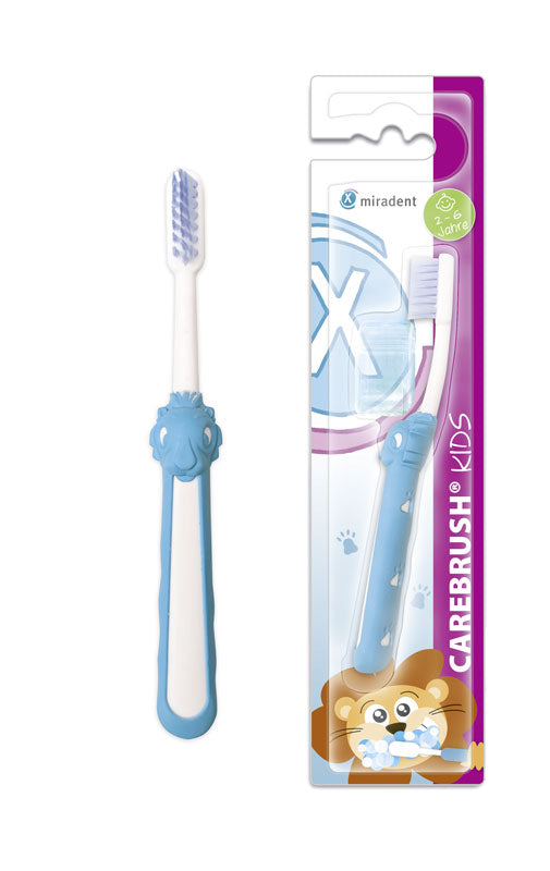 <strong>Miradent Carebrush Kids</strong><br>Kinderzahnbürsten mit spielerischem Griff