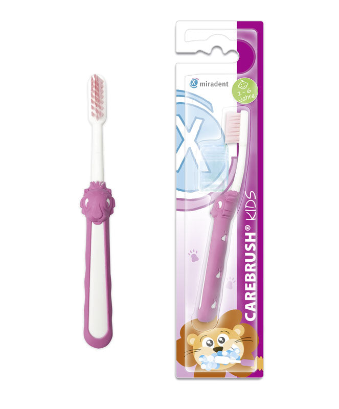 <strong>Miradent Carebrush Kids</strong><br>Kinderzahnbürsten mit spielerischem Griff