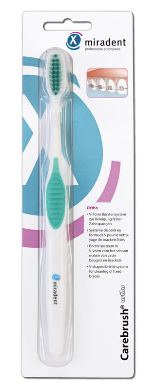 <strong>Carebrush® Ortho</strong><br>Zahnbürste zur Reinigung fester Zahnspangen
