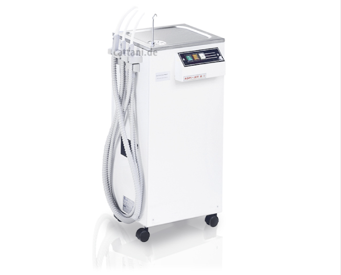 Cattani ASPI-JET 8 mobile Dental-Absaugung mit automatischer Drainage und integriertem Becherfüller für Zahnarztpraxis