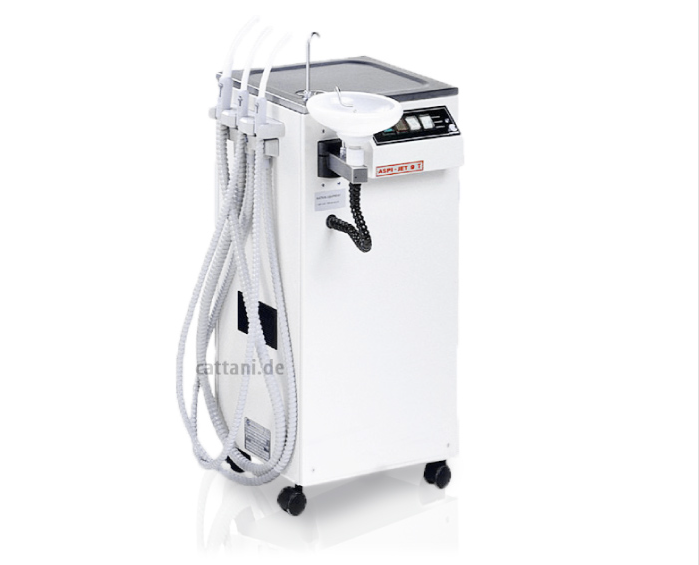 Cattani ASPI-JET 9 mobile Dental-Absaugung mit automatischer Drainage, integrierter Wasserversorgung und flexiblem Absaugarm für Zahnarztpraxis