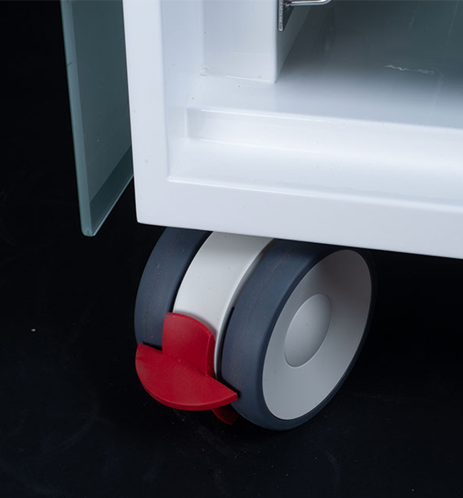 Rollstop- Dynamisches Cart von Edarredo Porter Tray – ideal für die Verteilung von sterilisiertem Material und das Sammeln von kontaminiertem Material, mit zwei isolierten Fächern für hygienisches Arbeiten