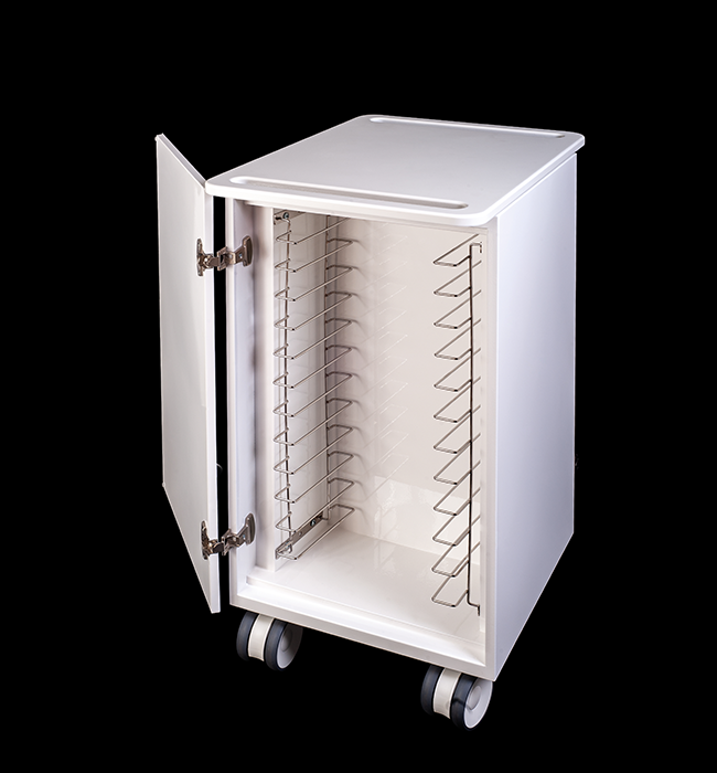 Dynamisches Cart von Edarredo Porter Tray – ideal für die Verteilung von sterilisiertem Material und das Sammeln von kontaminiertem Material, mit zwei isolierten Fächern für hygienisches Arbeiten