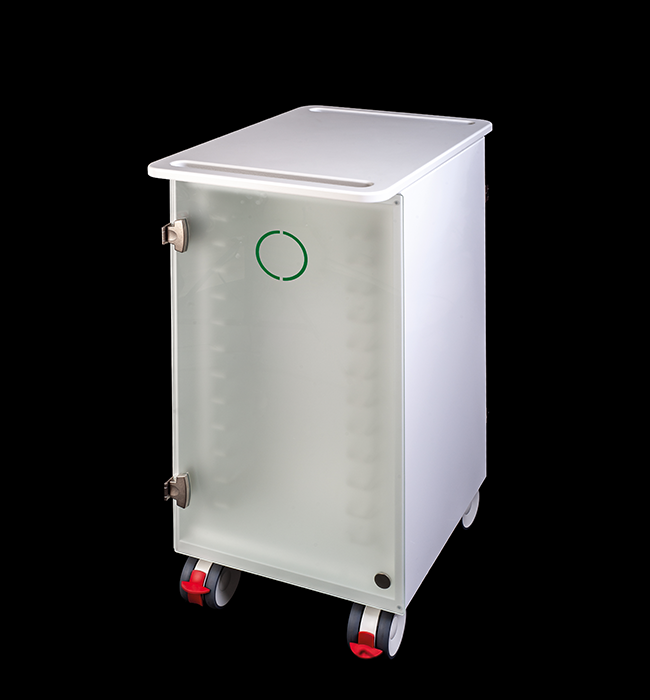 Dynamisches Cart von Edarredo Porter Tray – ideal für die Verteilung von sterilisiertem Material und das Sammeln von kontaminiertem Material, mit zwei isolierten Fächern für hygienisches Arbeiten