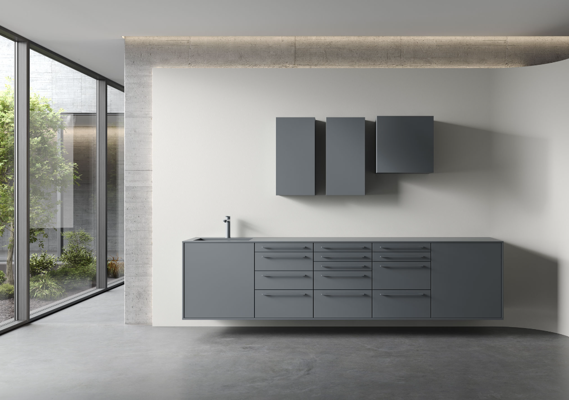 Edarredo E.03 einfarbige Behandlungszeile aus Stahl– Robuste, hochwertige Möbel für Dentalpraxen, ideal für moderne und effiziente Arbeitsabläufe