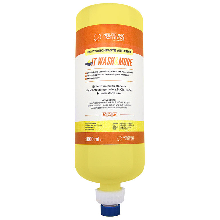 <strong>Infratronic Solutions Handwaschpaste 1000 ml </strong><br>6 Flaschen WASH & MORE Handwaschpaste