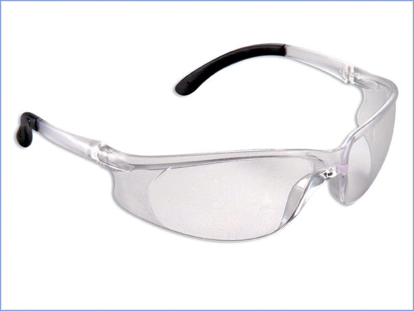 Leichte Hager & Werken H&W Panorama II Schutzbrille mit ergonomisch geneigten Bügeln für schmale Gesichtsformen.