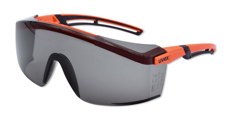 Hager & Werken iSpec Sunshine Fit 2.0 Schutzbrille orange schwarz mit Panoramascheibe und UV-400 Schutz für Zahnarztpraxis und Dentallabor.