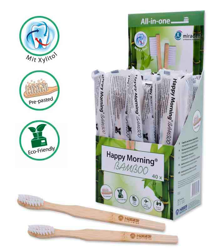 <strong>Miradent Happy Morning® Bamboo</strong><br>BIO Einmalzahnbürste aus Bambus