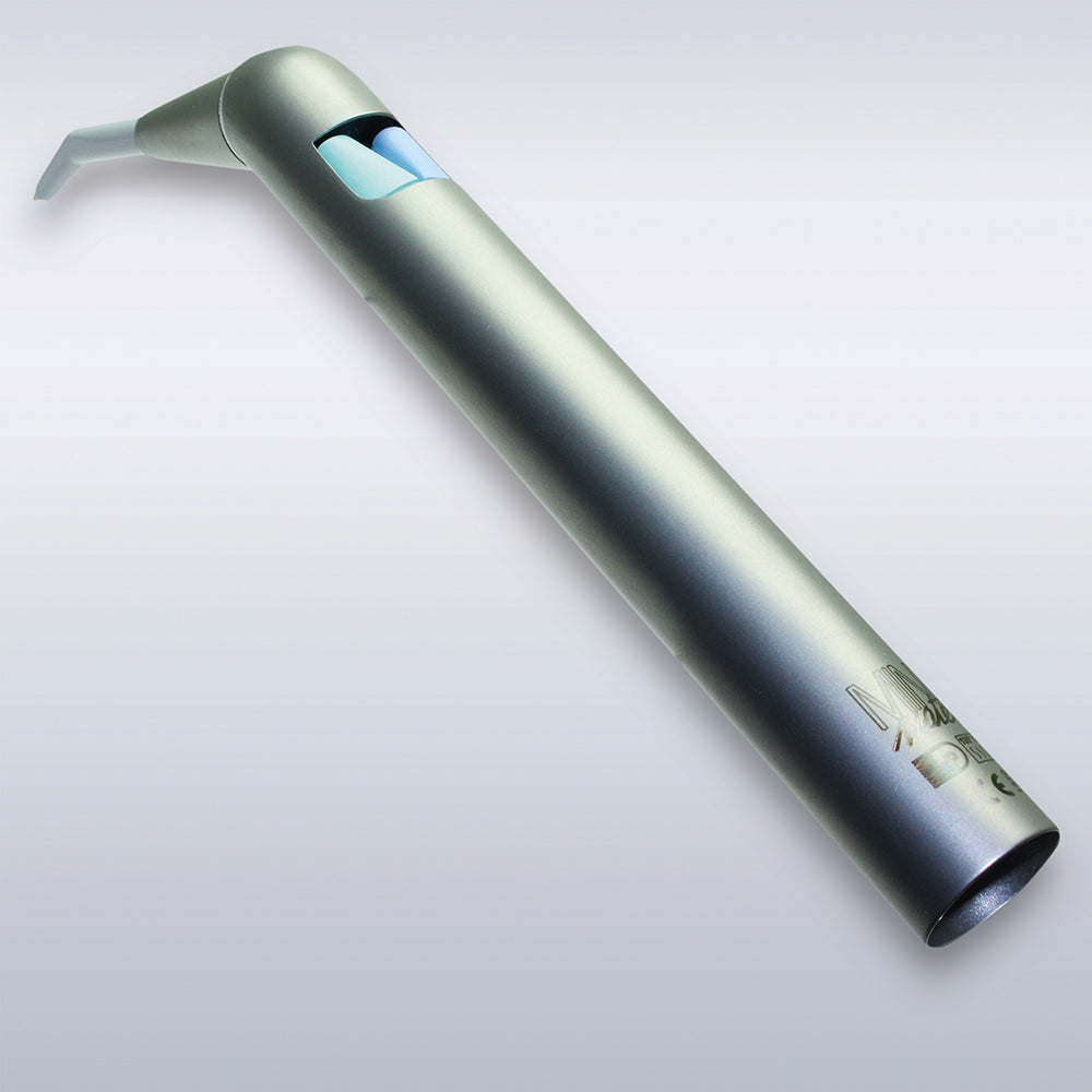 LUZZANI® Griffhülse 3F INOX abgewinkelt – Ergonomische, abgewinkelte Griffhülse aus hochwertigem INOX-Stahl für 3-funktionale Spritzen im Dentalbereich