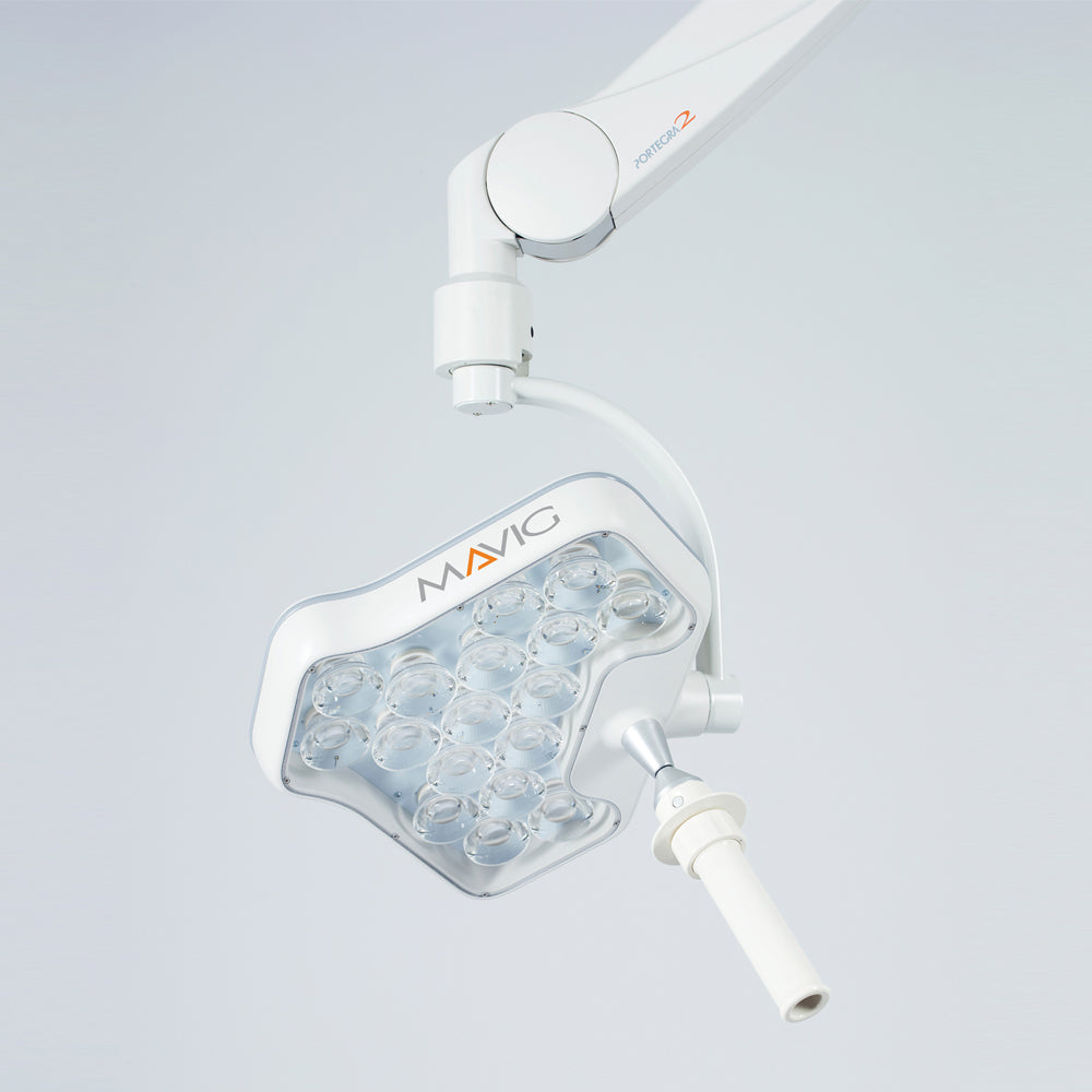 MAVIG YLED-1F LED-Untersuchungsleuchte mit 70.000 Lux und Portegra2 Tragarm