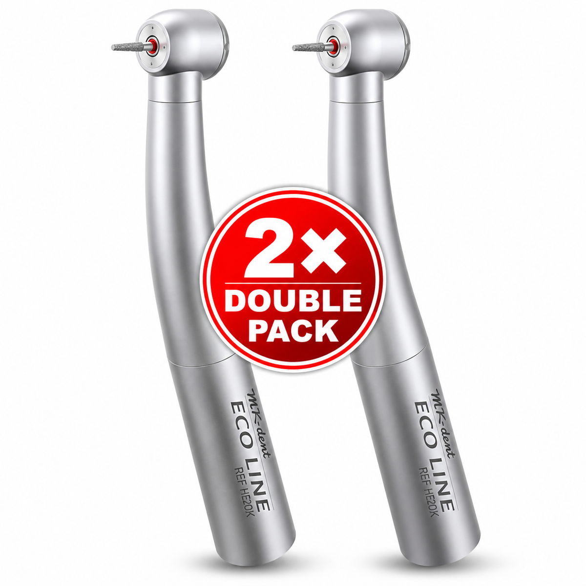 Zwei MK-dent ECO LINE HE20K Dentalturbinen ohne Licht mit KaVo MULTIflex-kompatiblem Anschluss im Double Pack