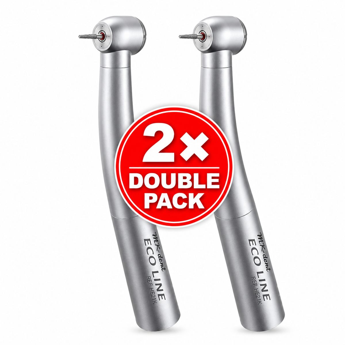 2 MK-dent ECO LINE HE21K Dentalturbinen ohne Licht im Double Pack, 24 Watt, KaVo MULTIflex-kompatibel