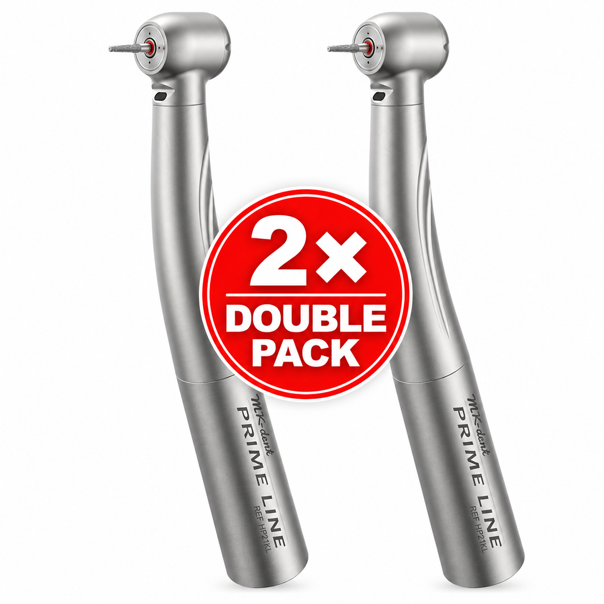 2 MK-dent PRIME LINE HP21KL Dentalturbinen mit Licht im Double Pack, 25 Watt, KaVo MULTIflex-kompatibel