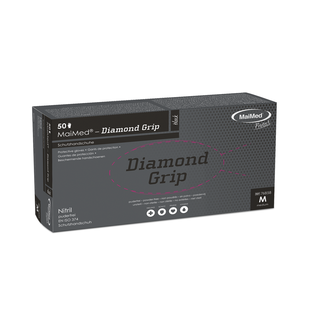 <strong>MaiMed® Diamond Grip</strong><br> Einmalhandschuhe Nitril<br>Diamantstruktur für optimalen Grip