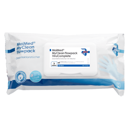 <strong>MaiMed® MyClean Flowpack ViruComplete</strong><br>Wet Wipes mit Alkohol<br>20 x 20 cm