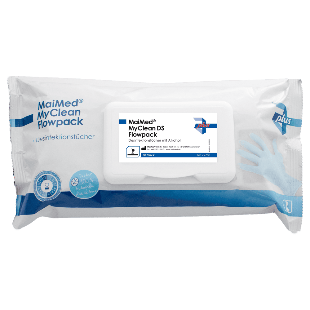 <strong>MaiMed® MyClean DS Flowpack</strong><br> Wet Wipes mit Alkohol<br>20x20cm
