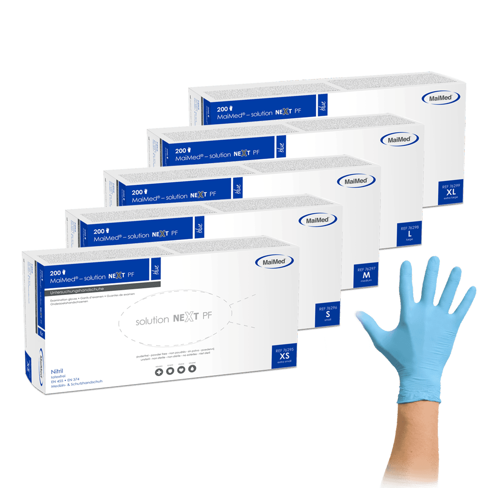 Der MaiMed® solution NEXT PF ist ein weiterentwickelter, latexfreier Nitrilhandschuh mit besonders hoher Tastempfindlichkeit und zuverlässigem Schutz.