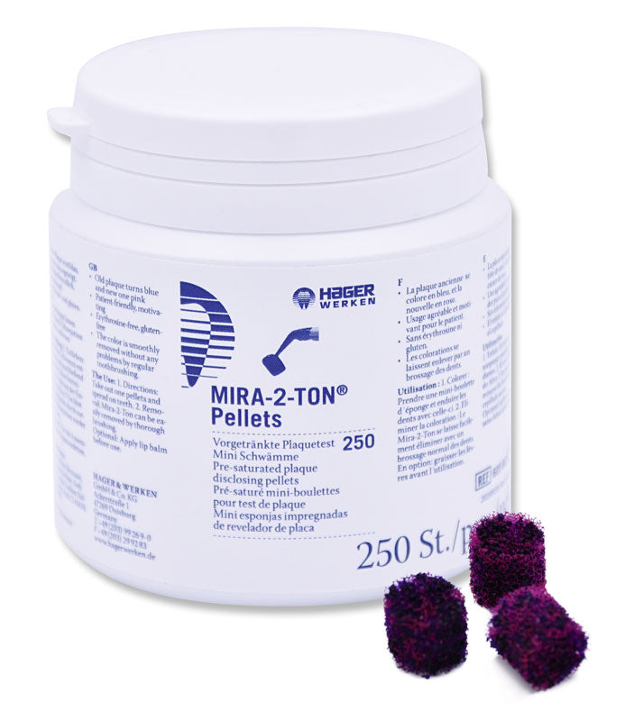 <strong>Mira-2-Ton® Pellets</strong><br>Vorgetränkte Plaquetest- Mini-Schwämme
