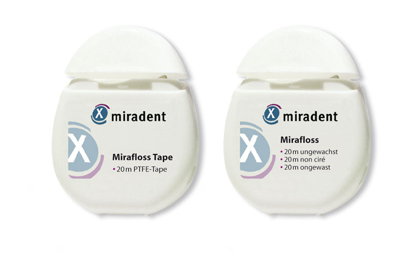 <strong>Miradent Mirafloss®</strong><br>Zahnseide ungewachst / Tape PTFE beschichtet