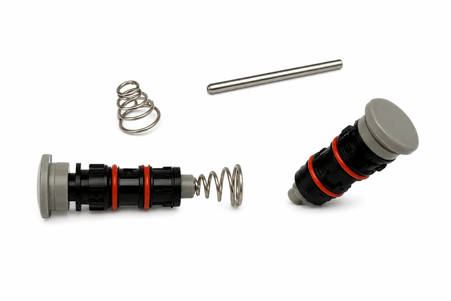 Mytronic Ersatzteilkit mit Betätigungsventilen, Federn und Querstift für gerade oder abgewinkelte MC 3FP und MC 3FP-S Spritzeköpfe.