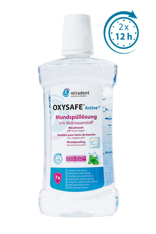 <strong>Miradent Oxysafe® Active +F</strong><br>Mundspüllösung mit Aktivsauerstoff