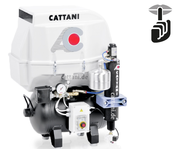 <strong>Cattani 1-Zylinder Kompressor mit 30 l Tank</strong><br>1 Behandler / Labor