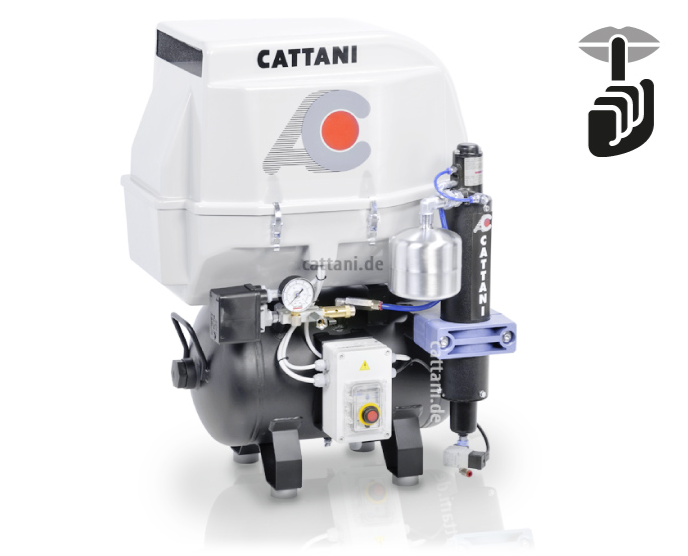 <strong>Cattani 2-Zylinder Kompressor mit 30 l Tank</strong><br>2 Behandler / Labor<br>230V / 400V