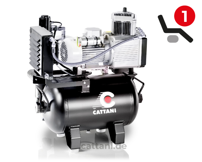 <strong>Cattani 1-Zylinder Kompressor mit 30 l Tank</strong><br>1 Behandler / Labor