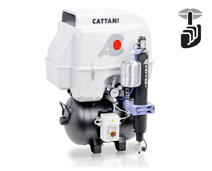 <strong>Cattani 3-Zylinder Kompressor mit 45l Tank</strong><br>4 Behandler / Labor<br>230V / 400V