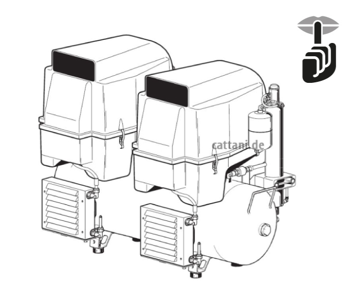 <strong>Cattani 3-Zylinder - Tandem - Kompressor mit 150l Tank</strong><br>6-8 Behandler / Labor<br>400V