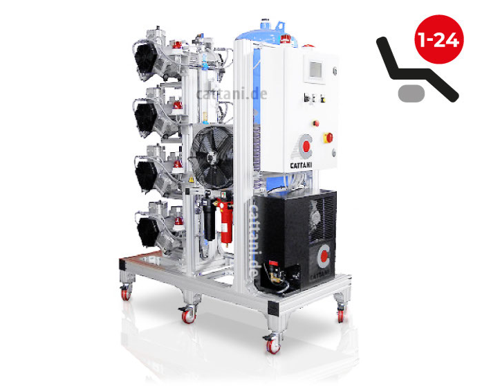 <strong>Cattani 6-Zylinder-Quattro-Kompressor mit 200l Tank</strong><br>1-24 Behandler / Labor<br>400V