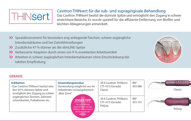<strong>Siriona Dentsply Cavitron® THINsert</strong><br>Sub- und supragingivale Behandlung