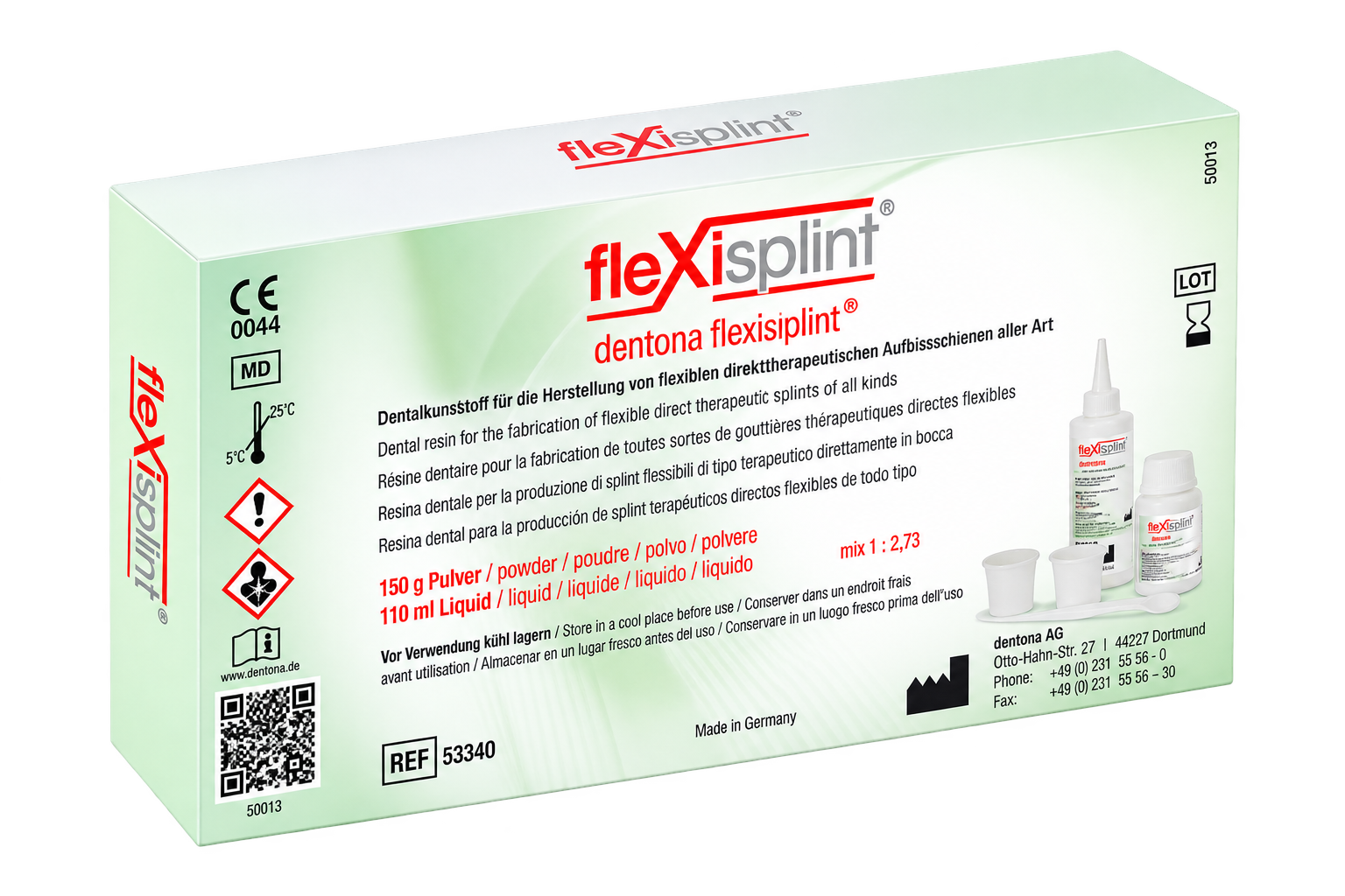dentona flexisplint Schienenkunststoff Set Pulver und Liquid