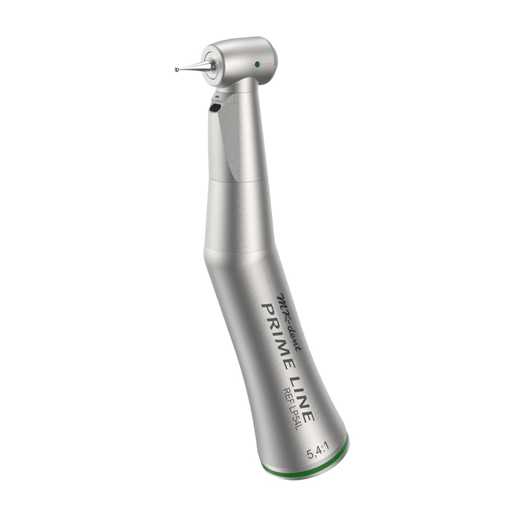 <strong>MK-dent LP54L Prime Line Winkelstück</strong><br>grün / 5,4:1 / Licht / ISO<br>CA-Bohrer (Ø 2,35 mm)