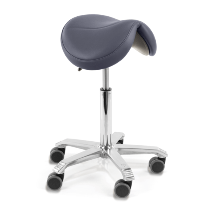 SCORE® Sattelstuhl Amazone für ergonomisches Sitzen, ideal für Zahnarztpraxen und Labor, Kunstlederbezug, höhenverstellbar, unterstützt eine gesunde Körperhaltung und fördert Komfort bei langen Sitzphasen