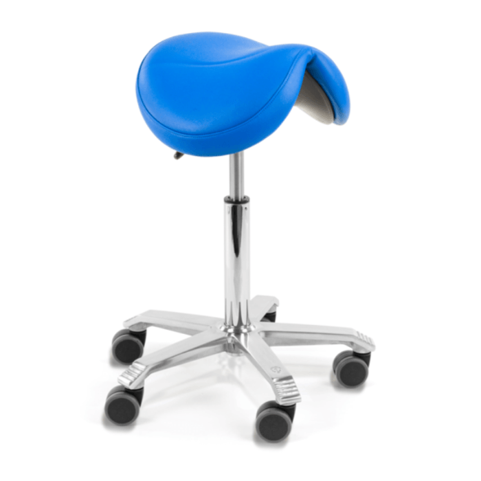 SCORE® Sattelstuhl Amazone für ergonomisches Sitzen, ideal für Zahnarztpraxen und Labor, Kunstlederbezug, höhenverstellbar, unterstützt eine gesunde Körperhaltung und fördert Komfort bei langen Sitzphasen