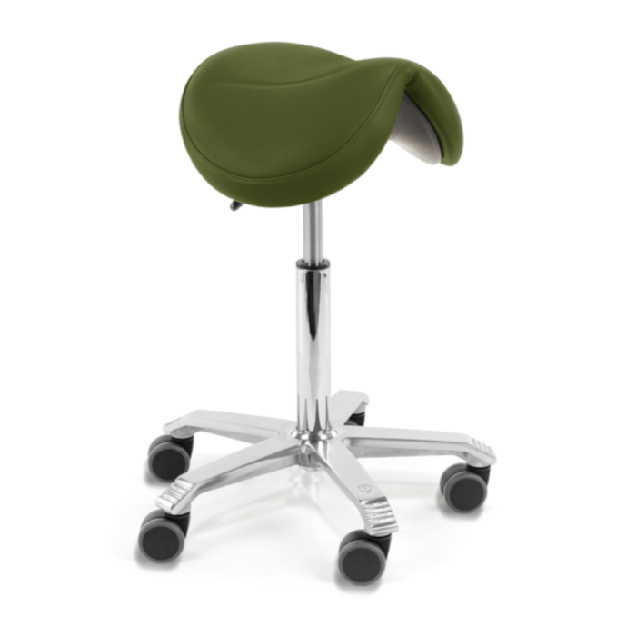 SCORE® Sattelstuhl Amazone für ergonomisches Sitzen, ideal für Zahnarztpraxen und Labor, Kunstlederbezug, höhenverstellbar, unterstützt eine gesunde Körperhaltung und fördert Komfort bei langen Sitzphasen