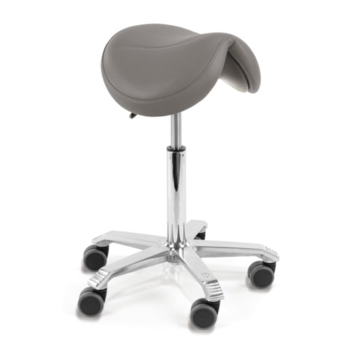 SCORE® Sattelstuhl Amazone für ergonomisches Sitzen, ideal für Zahnarztpraxen und Labor, Kunstlederbezug, höhenverstellbar, unterstützt eine gesunde Körperhaltung und fördert Komfort bei langen Sitzphasen