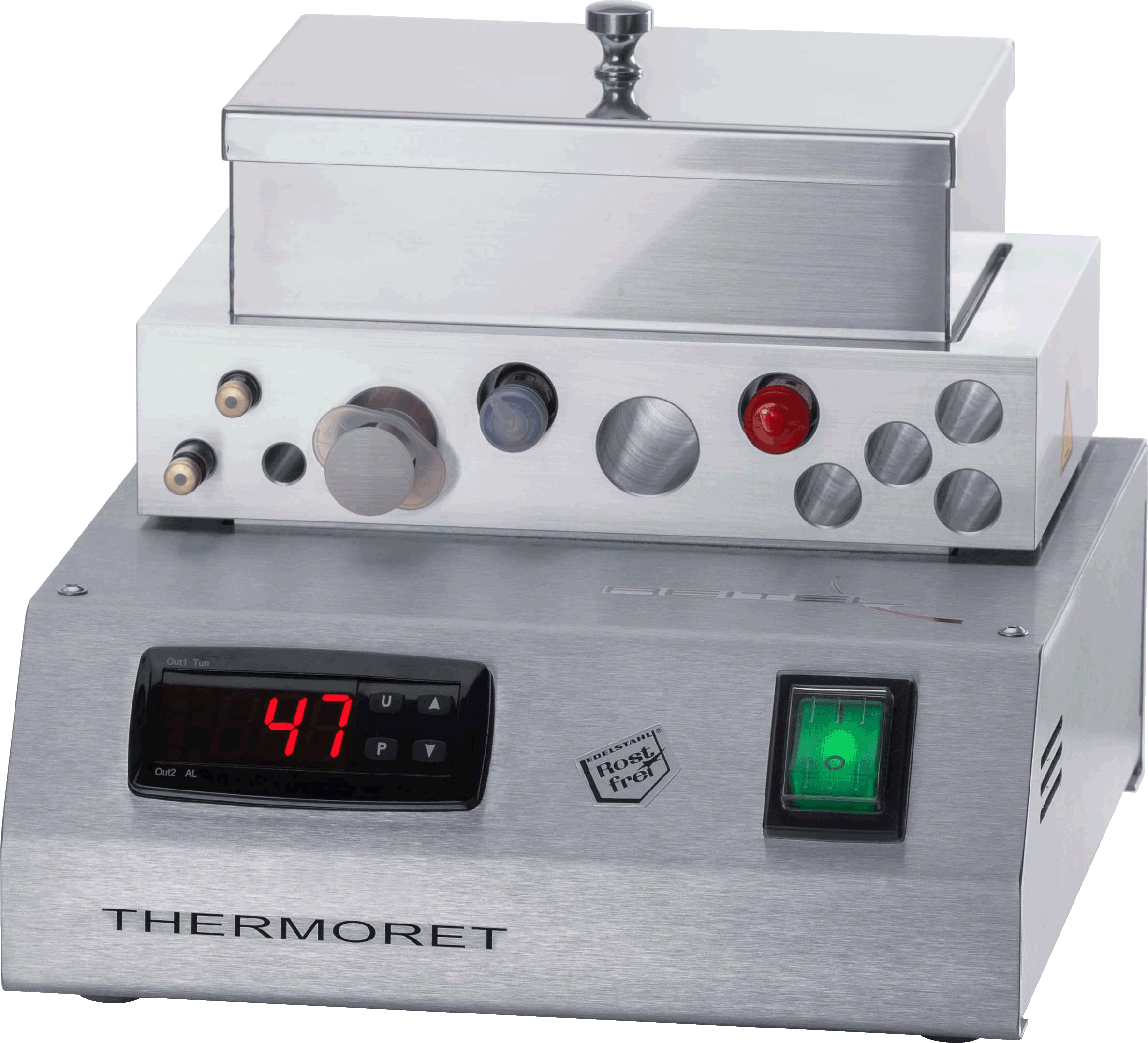 <strong>Reitel Thermoret</strong> <br>Temperiergerät/ Wasserbad für Spritzen / Karpulen / Wachsplatten<br>Edelstahl