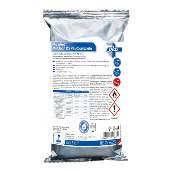 <strong>MaiMed® MyClean DS ViruComplete</strong><br>mit Alkoholi<br>Desinfektion alkoholbeständiger Oberflächen