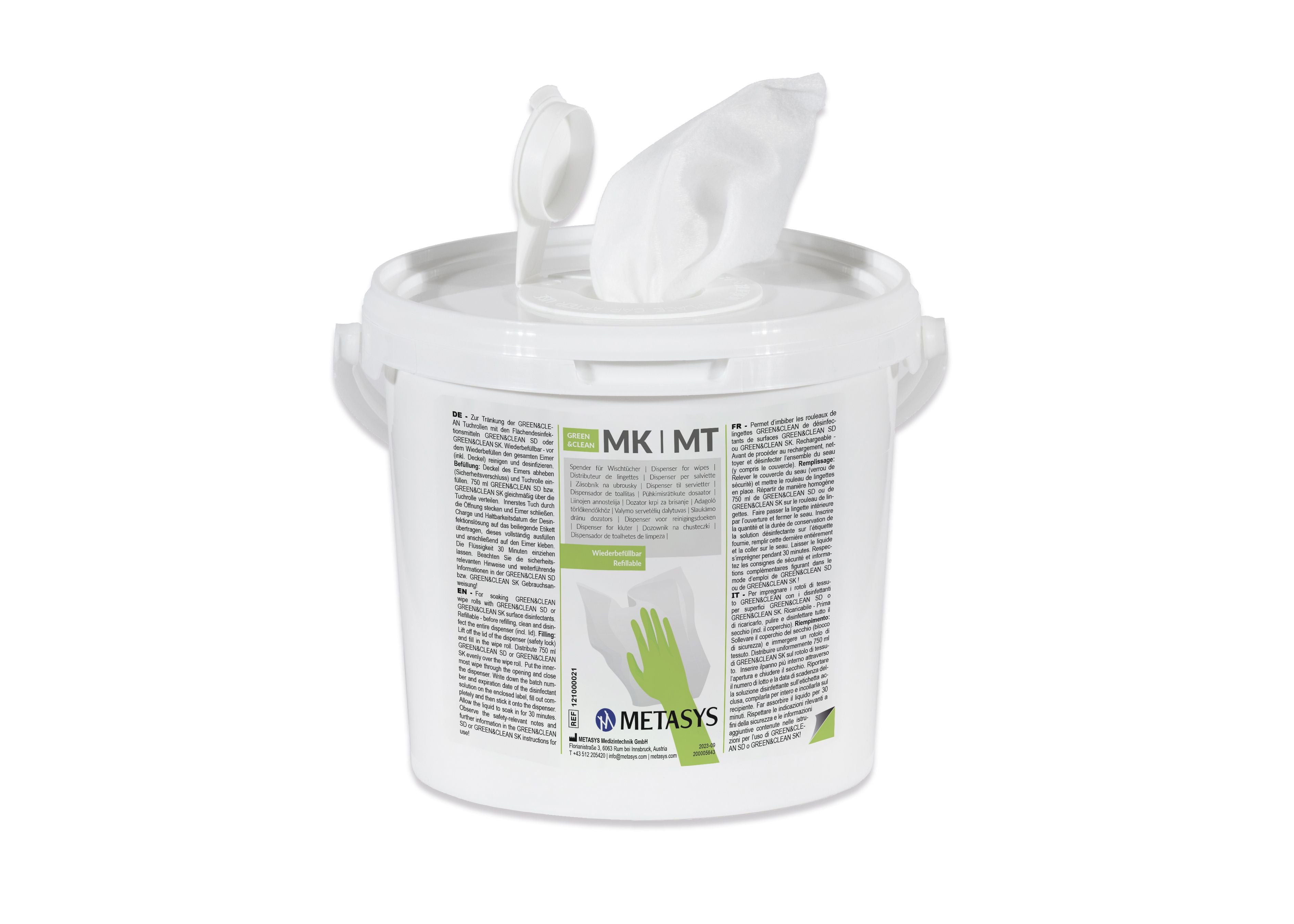 <strong>Metasys GREEN&CLEAN MT</strong><br> Alkoholische Wischdesinfektion<br>29 x 27 cm