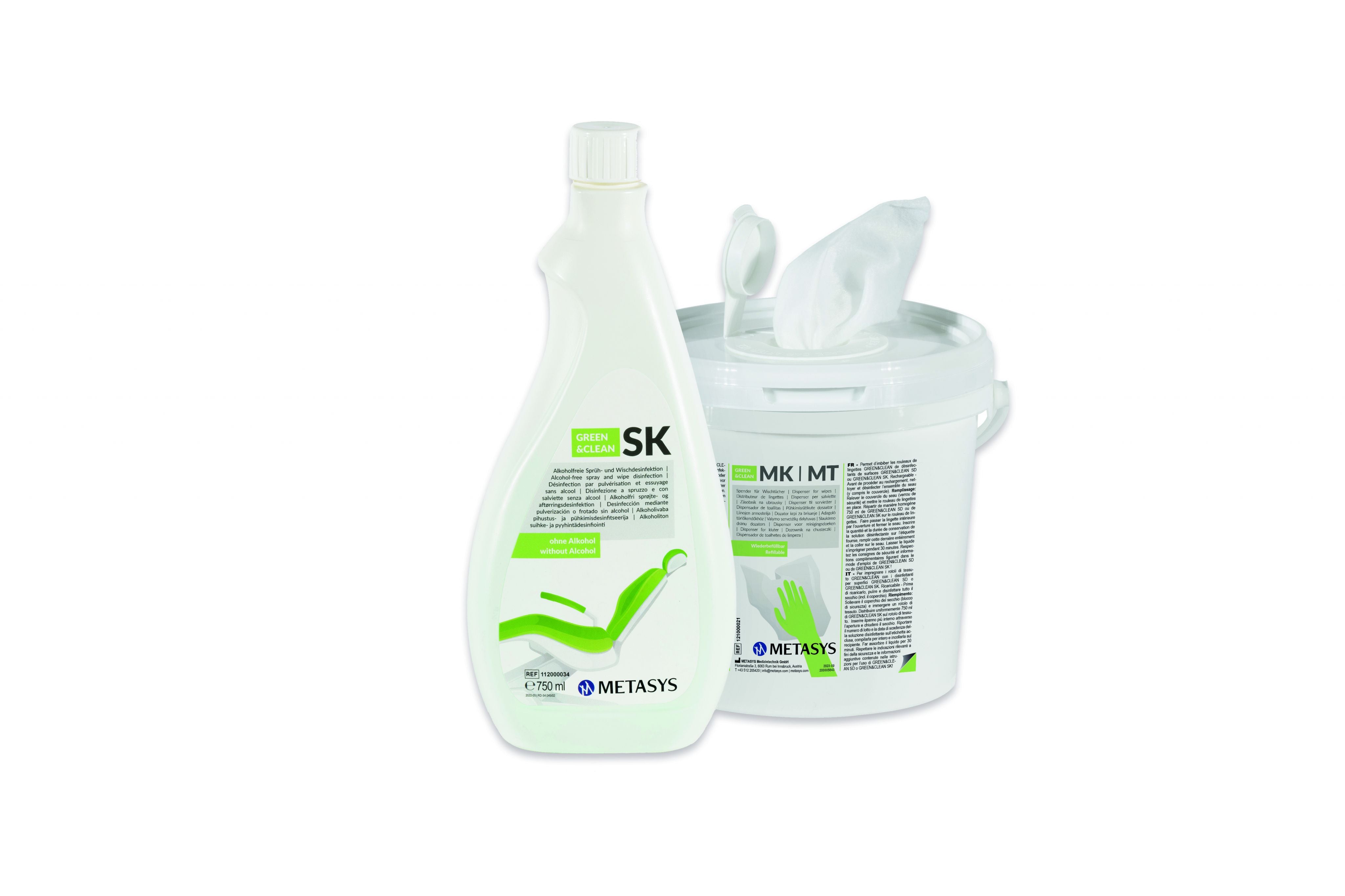 <strong>Metasys GREEN & CLEAN MK</strong><br> Alkoholfreie Wischdesinfektion<br>29 x 27 cm