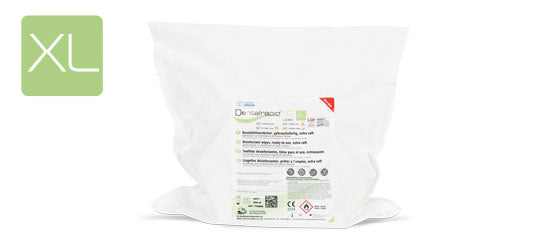 Dentalrapid® SD wipes XL von Müller-Omicron als gebrauchsfertige alkoholische Desinfektionstücher in den Varianten Neutral, Lemon, Fruit und Flower.